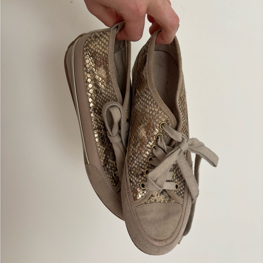 Women’s Suede Snake-Print Sneakers